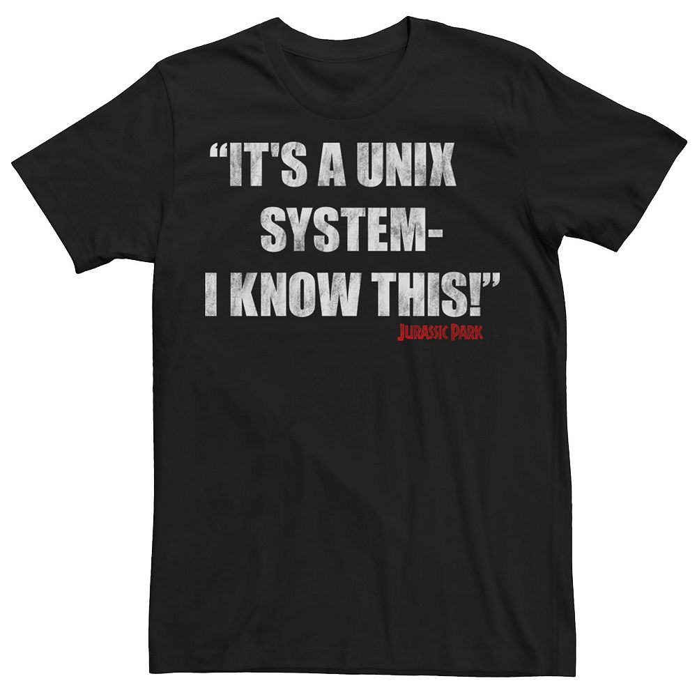 Men's Jurassic Park It's A Unix System Quote Tee, image size:1000x1000