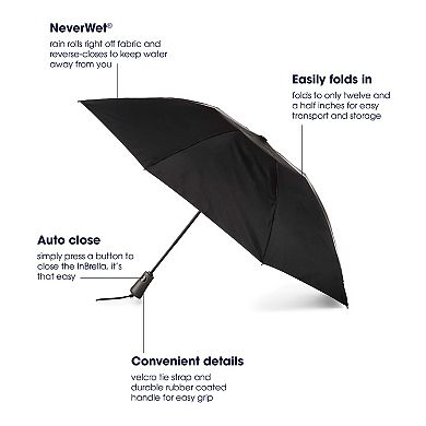 totes Compact Water Resistant InBrella Auto Open & Close Umbrella