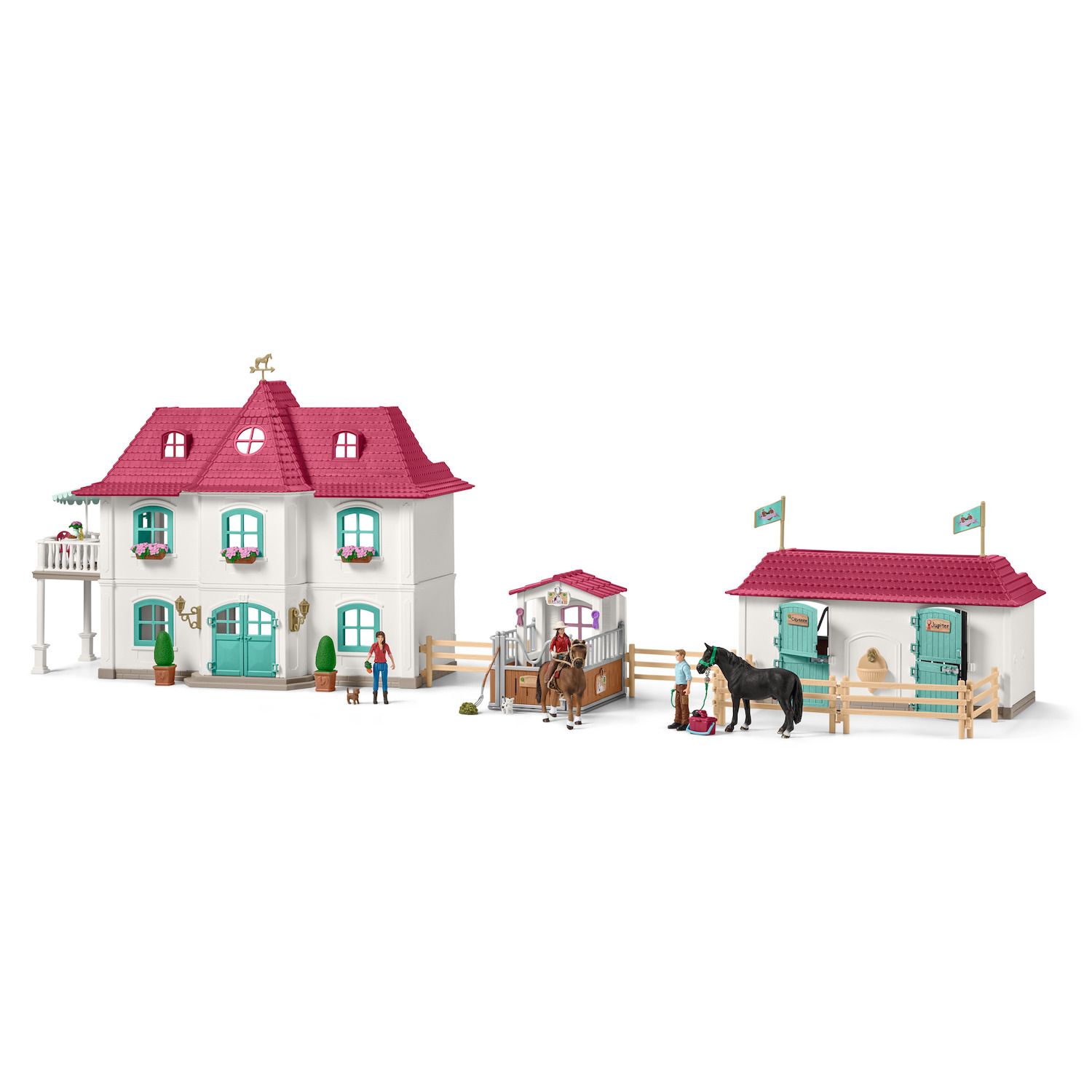 schleich horse stable with 2 bonus horses