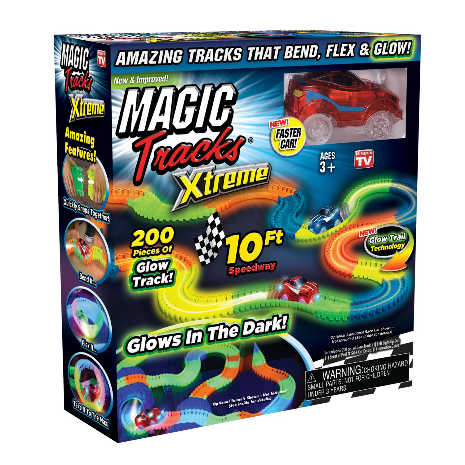 glow in the dark race track and cars