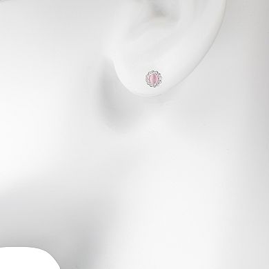 LC Lauren Conrad Haloed Pink Cat Eye Pendant Necklace & Nickel Free Stud Earring Set
