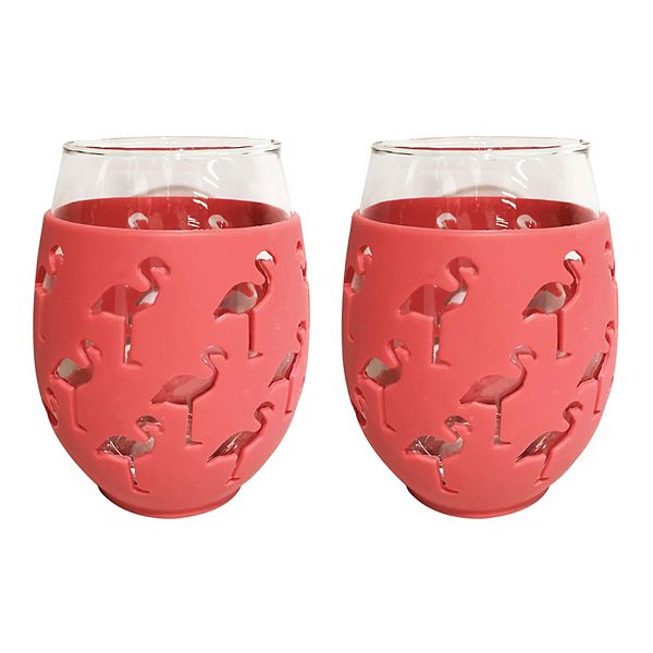 Flamingo Stemless Wine Glass, Flamingo Wine Glasses