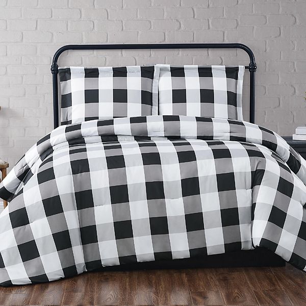 Truly Soft Everyday Buffalo Plaid Black Duvet Set