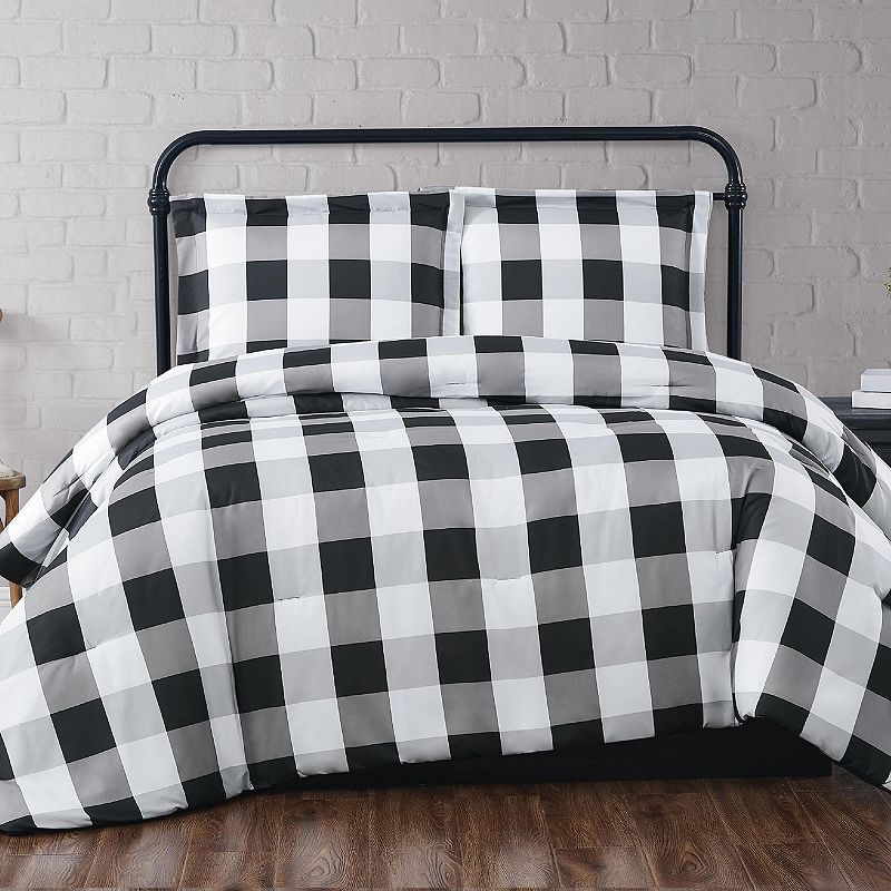 Truly Soft Everyday Buffalo Plaid Black Duvet Set, Twin XL