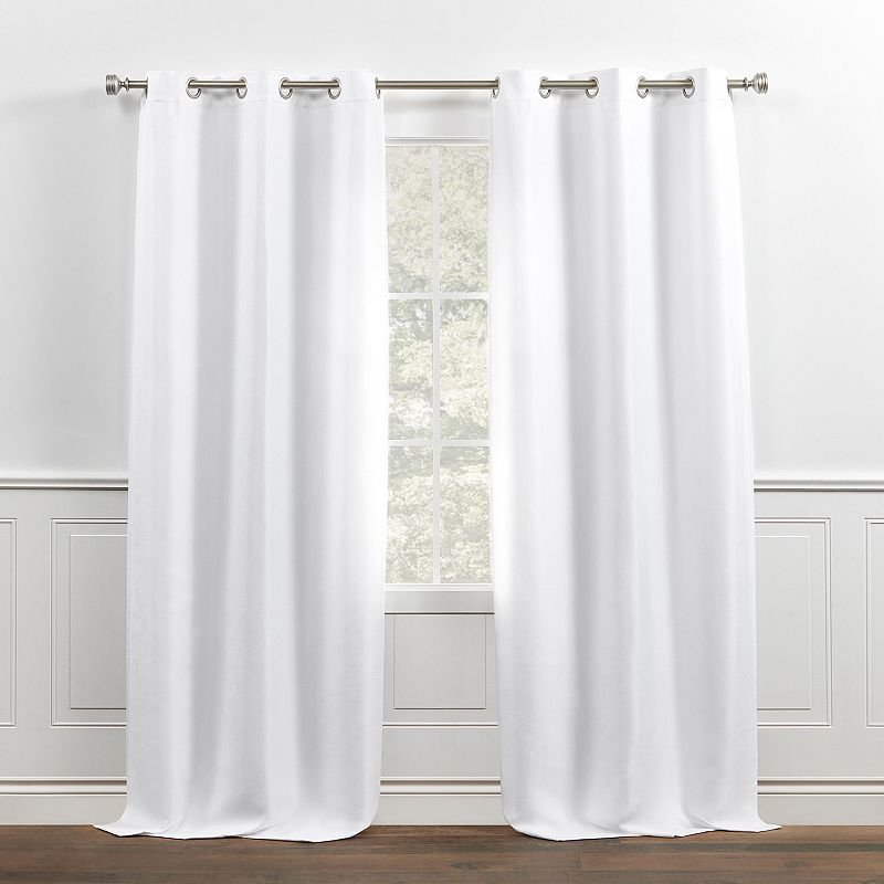 Chaps Home 2-pack Melody Room Darkening Solid Textured Grommet Top Window Curtains, White, 38X84