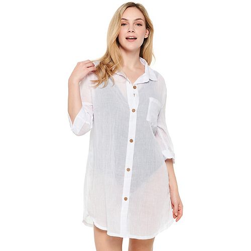 Women's Wearabouts Sheer Button-Front Cover-Up