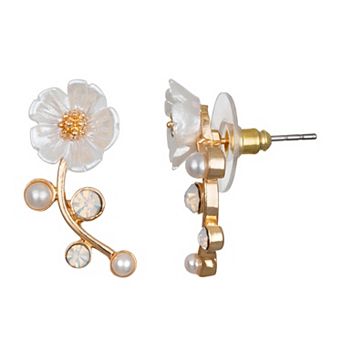 LC Lauren Conrad Gold Tone Flower with Stem Button Earrings