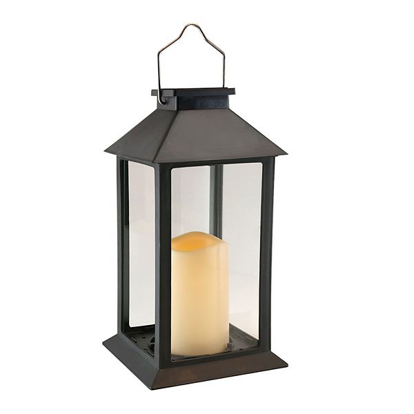 LumaBase Solar Lantern & LED Candle - Black