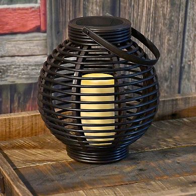 LumaBase Round Solar Lantern & LED Candle