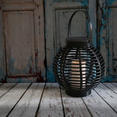 LumaBase Round Solar Lantern & LED Candle