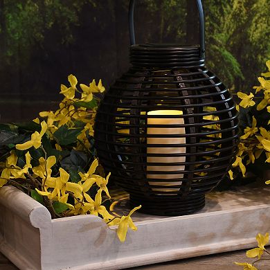 LumaBase Round Solar Lantern & LED Candle