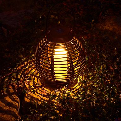 LumaBase Round Solar Lantern & LED Candle