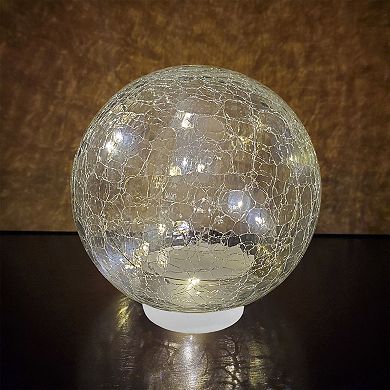 LumaBase Light-Up LED Crackle Glass Globe Table Decor