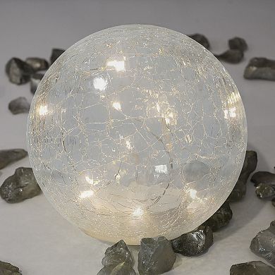 LumaBase Light-Up LED Crackle Glass Globe Table Decor