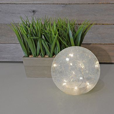 LumaBase Light-Up LED Crackle Glass Globe Table Decor