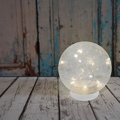 LumaBase Light-Up LED Crackle Glass Globe Table Decor