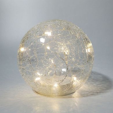 LumaBase Light-Up LED Crackle Glass Globe Table Decor