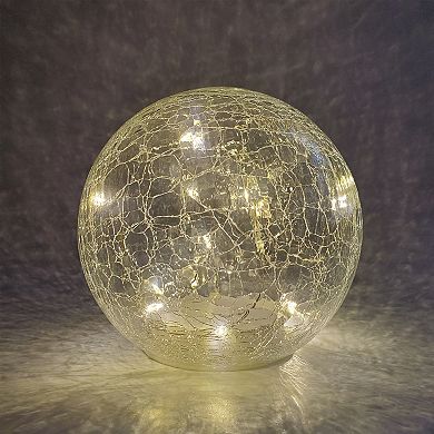 LumaBase Light-Up LED Crackle Glass Globe Table Decor