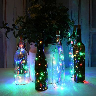 LumaBase 6-Piece Wine Cork With Multi-Colored Fairy String Lights Set