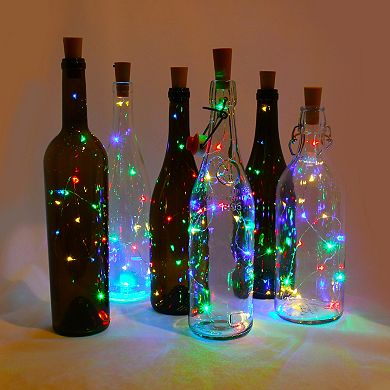 LumaBase 6-Piece Wine Cork With Multi-Colored Fairy String Lights Set