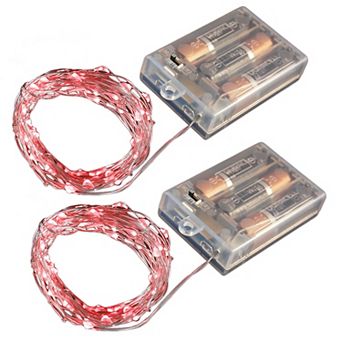 LumaBase Red LED Fairy String Light 2 pc Set