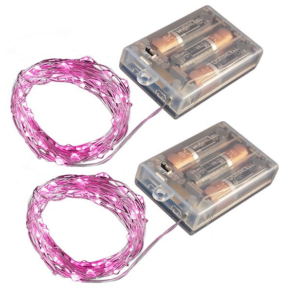 LumaBase Pink LED Fairy String Light 2-Piece Set - Pink