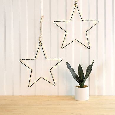 LumaBase Light-Up Metal Star 2-Piece Set