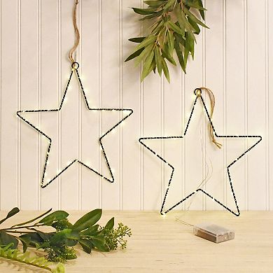 LumaBase Light-Up Metal Star 2-Piece Set