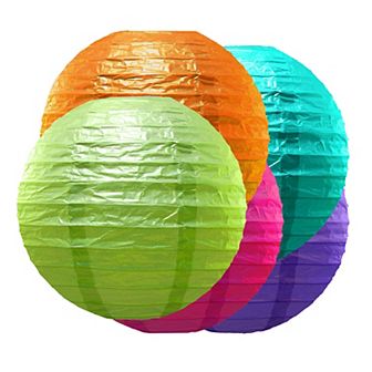 LumaBase 5 pc Round Paper Lantern Set