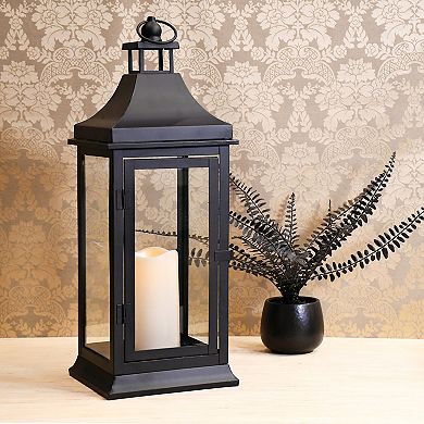 LumaBase Metal Lantern & LED Candle 2-Piece Set