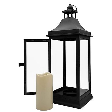 LumaBase Metal Lantern & LED Candle 2-Piece Set
