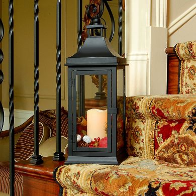 LumaBase Metal Lantern & LED Candle 2-Piece Set