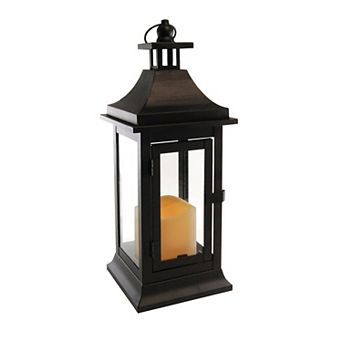 LumaBase 13 in Metal Lantern & LED Candle 2 pc Set