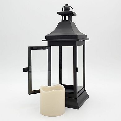 LumaBase 13-in. Metal Lantern & LED Candle 2-Piece Set