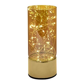 LumaBase Glass Hurricane With Mini String Lights