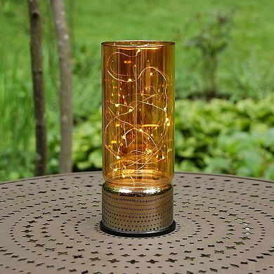 LumaBase Glass Hurricane With Mini String Lights