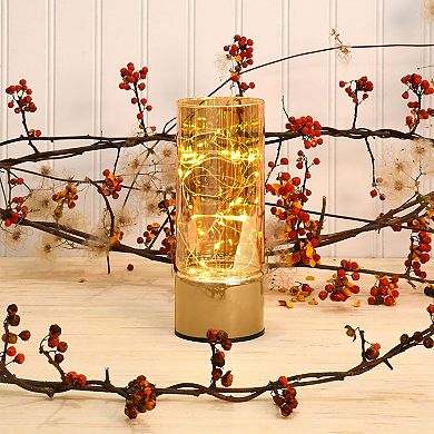 LumaBase Glass Hurricane With Mini String Lights