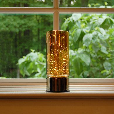 LumaBase Glass Hurricane With Mini String Lights