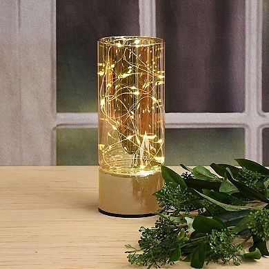 LumaBase Glass Hurricane With Mini String Lights
