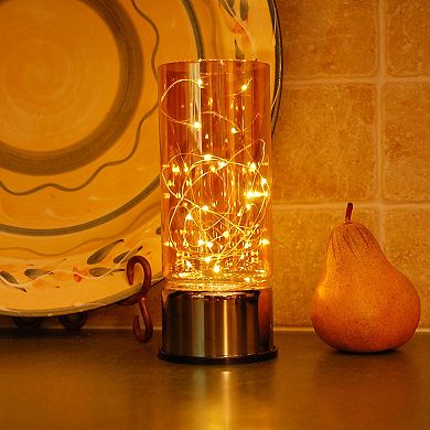 LumaBase Glass Hurricane With Mini String Lights