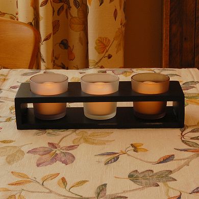 LumaBase Wooden & Glass Votive Candleholder 4-Piece Set