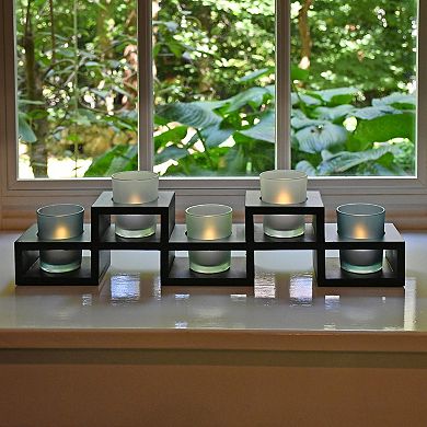 LumaBase Wooden & Glass Votive Candleholder 6-Piece Set