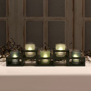 LumaBase Wooden & Glass Votive Candleholder 6-Piece Set