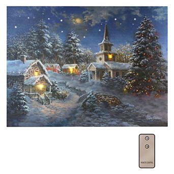 LumaBase LED Winter Village Wall Art