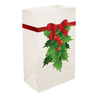 LumaBase Plastic Luminaria Bags - Holly (12 count)