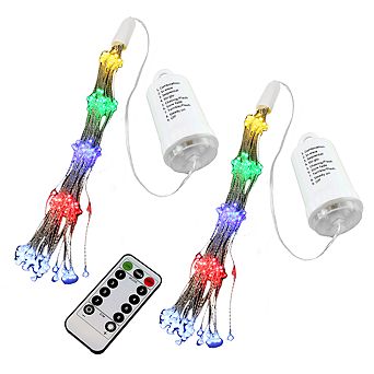 LumaBase Battery Operated Starburst Lights with Remote Control 2 pc Set (Multicolor)