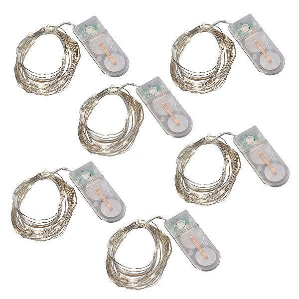 LumaBase Battery Operated LED Fairy String Lights - Set of 6 (Cool White)