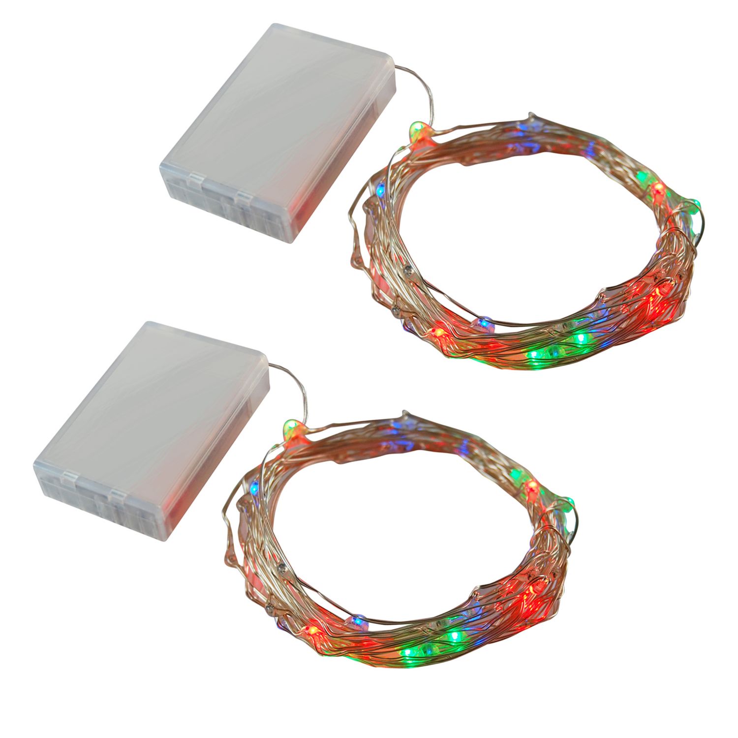 Lumabase Battery Operated Multi Strand Fairy String Lights, Multicolor - Set of 2