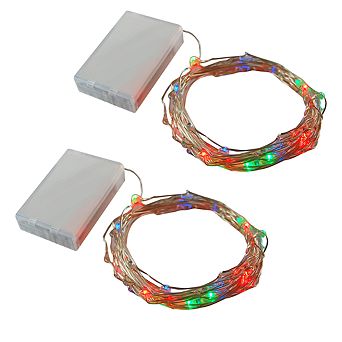 LumaBase Battery Operated LED Fairy String Lights - Set of 2 (Blinking Multicolor)
