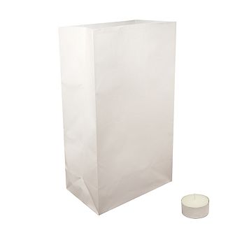 Luminaria Kit Flame Resistant Bags and Extended Burn Tea Lights (Set of 100)